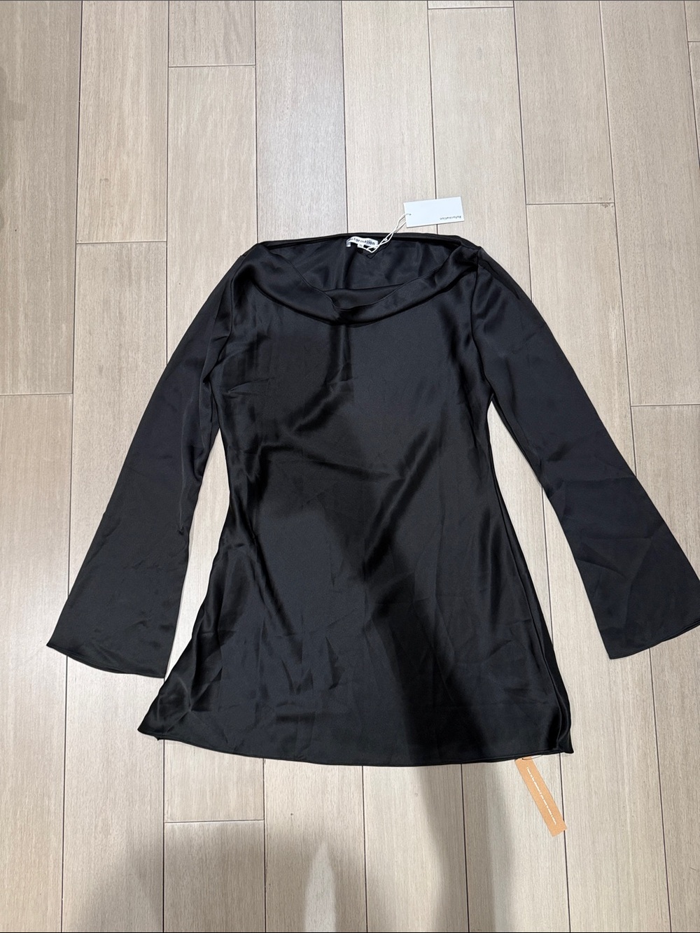Reformation Pike Satin Dress Black